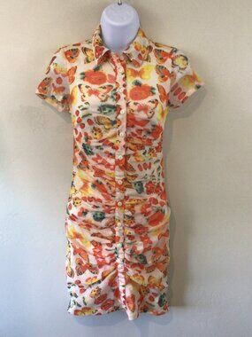 Urban Outfitters Butterfly Lady Bug Insect Print Scrunch Button Down Dress